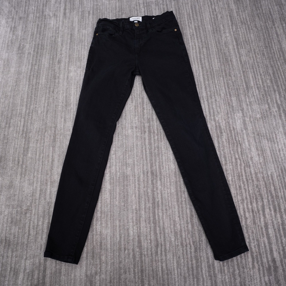 Frame Le High Skinny Jeans Womens 27 Black Excellent Film Noir Stretch Denim